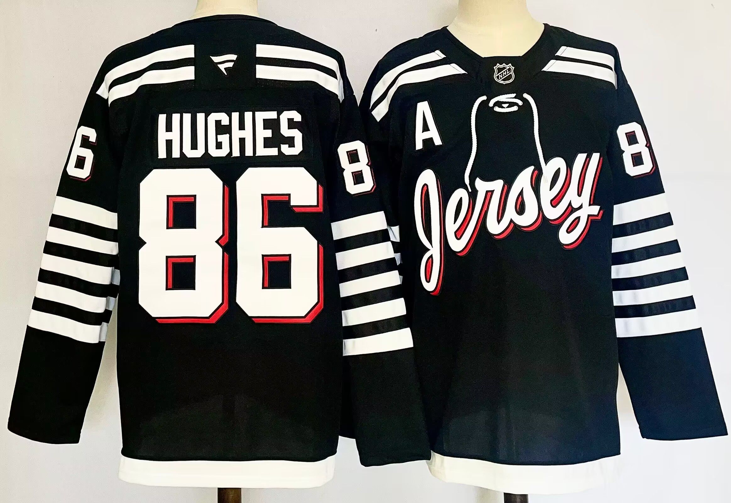 Men New Jersey Devils #86 Hughes Black 2025 Home Premier Player NHL Jersey->new jersey devils->NHL Jersey